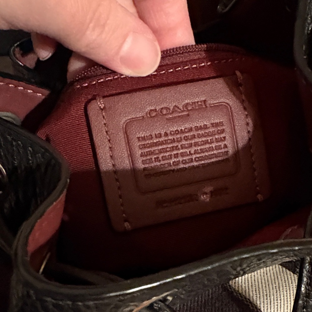 Coach Signature Jacquard Dempsey Stripe Black Smoke Gray and Black Bucket Bag - Picture 3 of 11